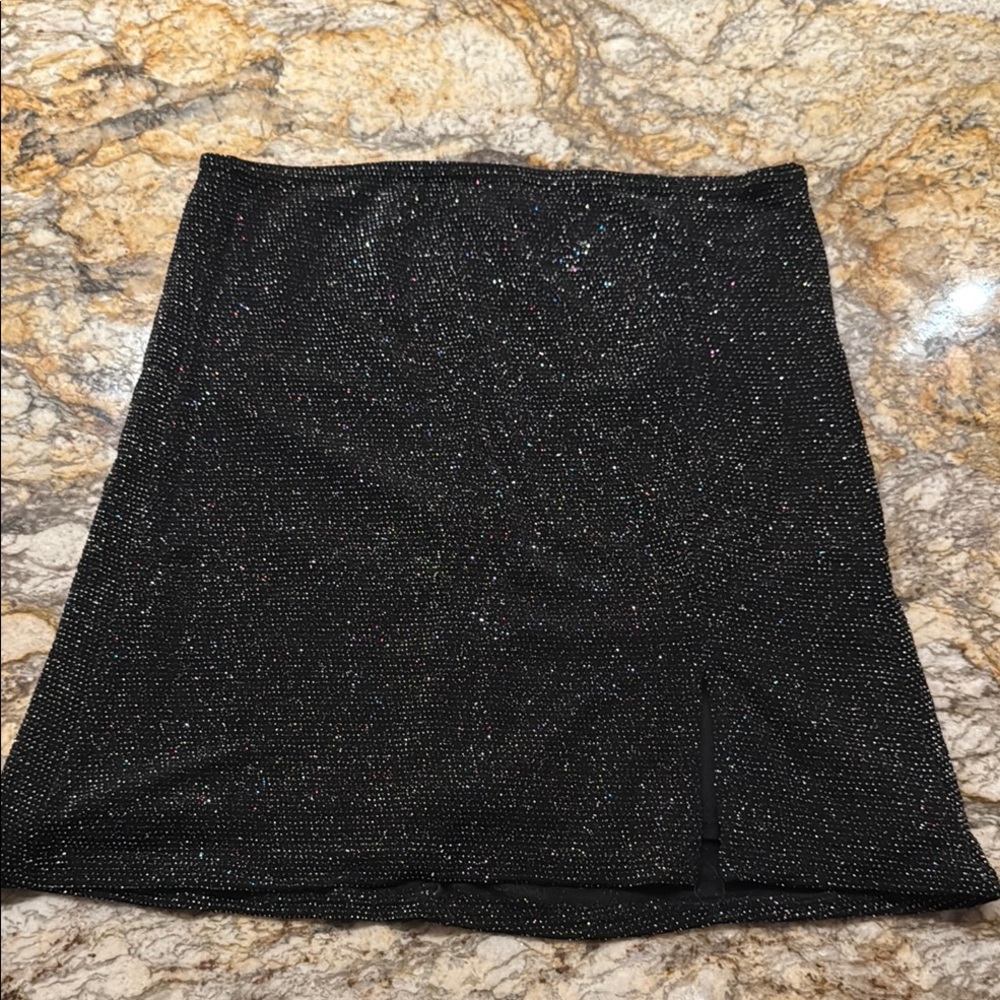 Black Sparkly A-Line Mini Skirt